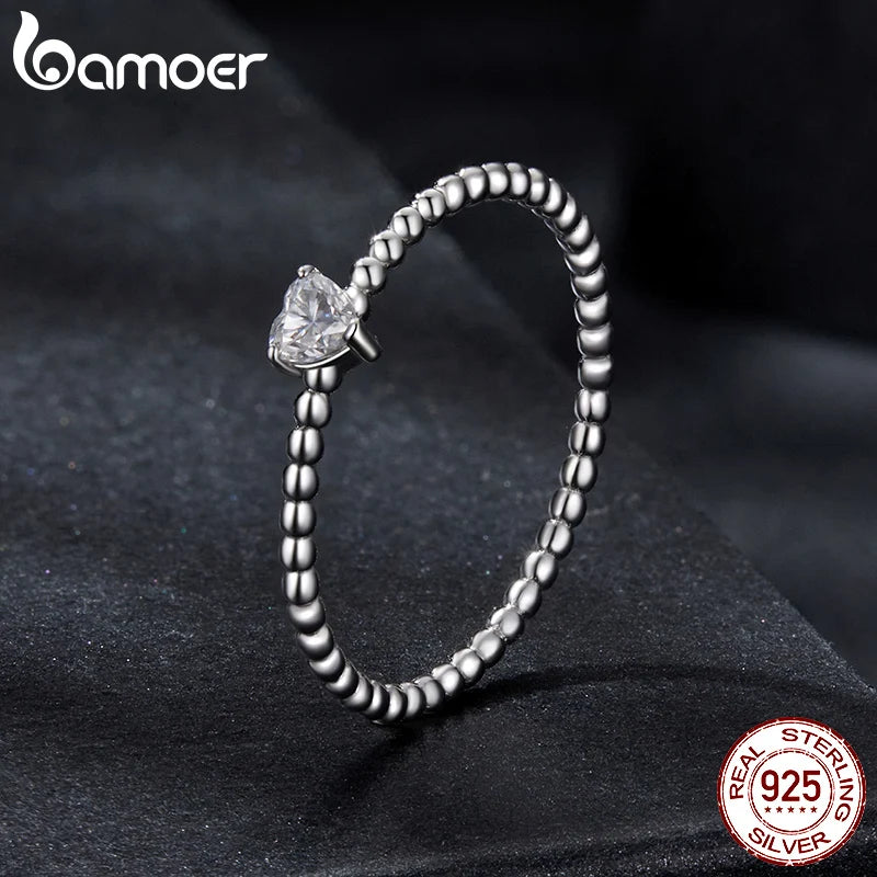 925 Sterling Silver Moissanite Heart Ring for Women