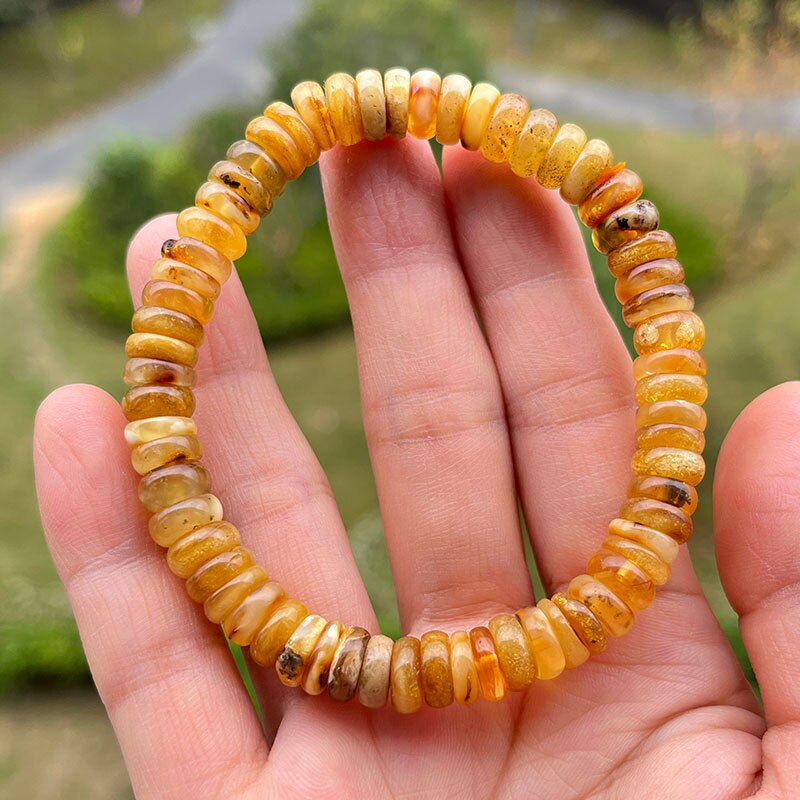 Sterling Silver Natural Amber Bracelet for Unisex