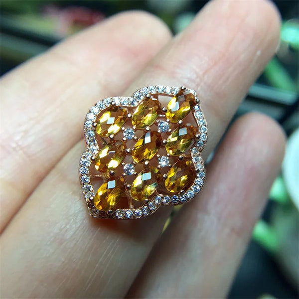 925 Sterling Silver Citrine Ring for Girls