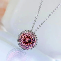 S925 Silver 5 Carat Pink Diamond Necklace for Woman