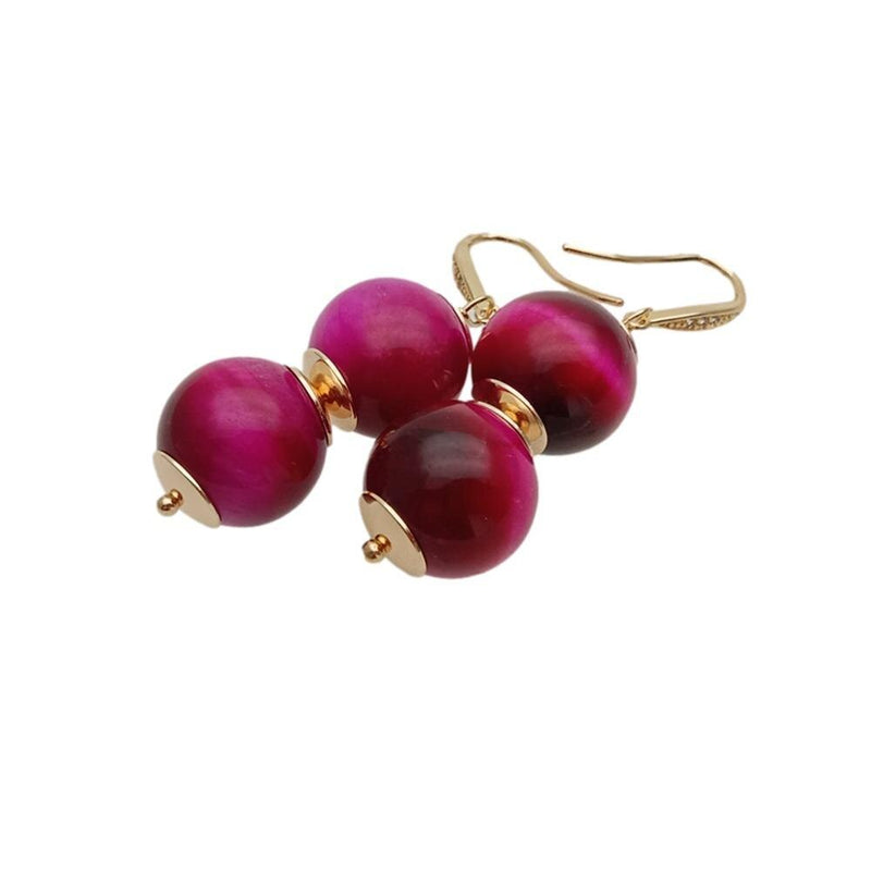 Sterling Silver Tiger Eye Drop Earrings for Women