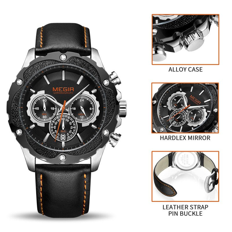 Stainless Steel Chronograph Sport Watch with Luminous and Waterproof Features for Men