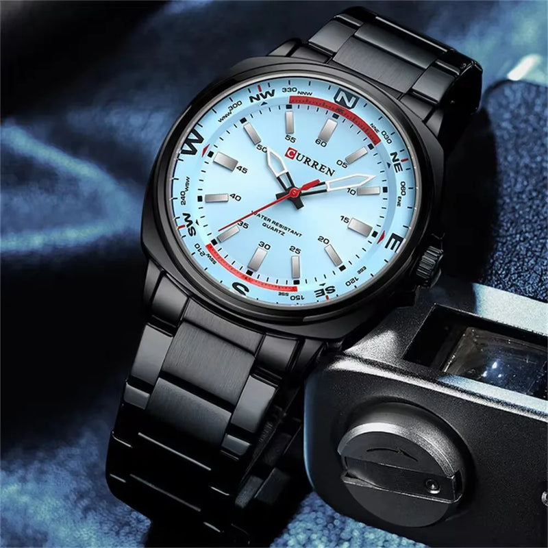 Stainless Steel Quartz Round Watch for Men