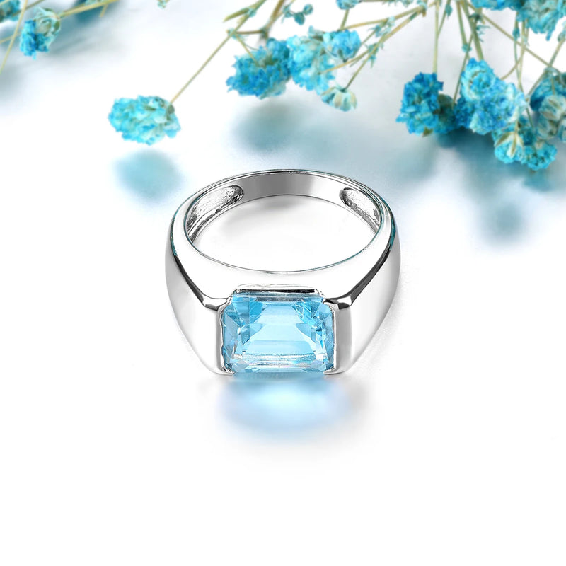 Sterling Silver Sky Blue Topaz Ring 5.8ctw Unisex