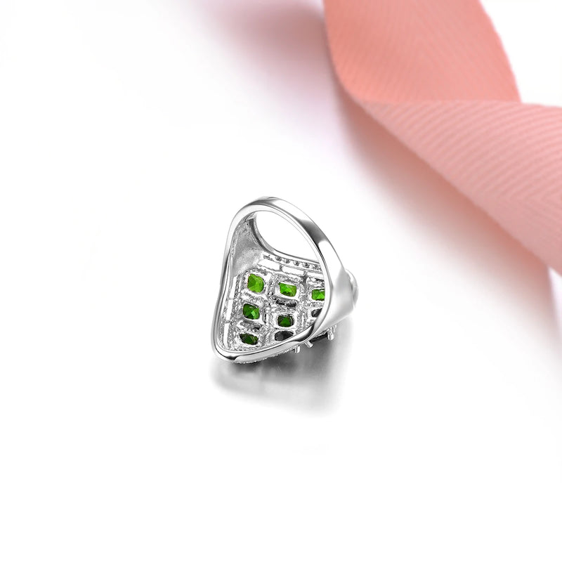 Sterling Silver Chrome Diopside Ring for Women