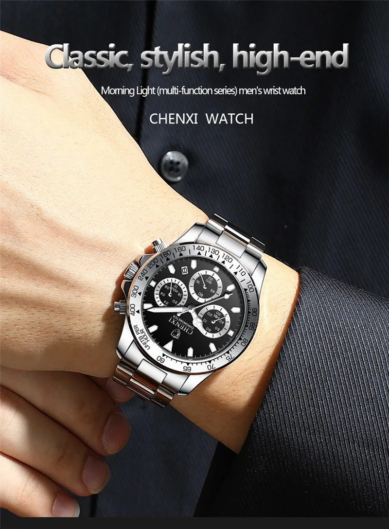 Stainless Steel Chronograph Sport Watch for Men