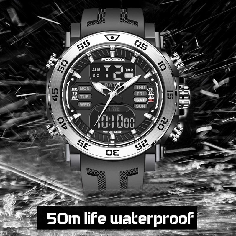 Stainless Steel Digital Watch with 50M Waterproofing for Men