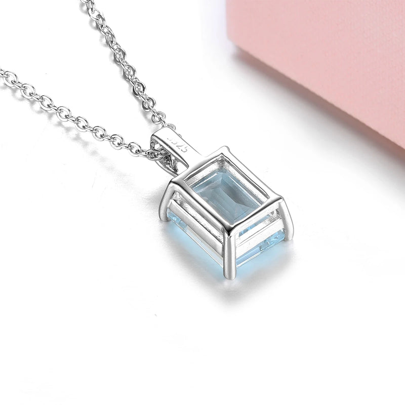 9K White Gold Aquamarine Pendant for Women