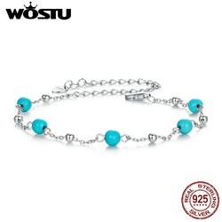 Sterling Silver Turquoise Chain Bracelet for Women