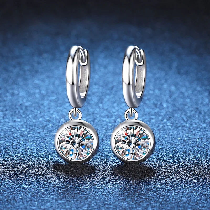 Sterling Silver 1CT Moissanite Drop Earrings for Women