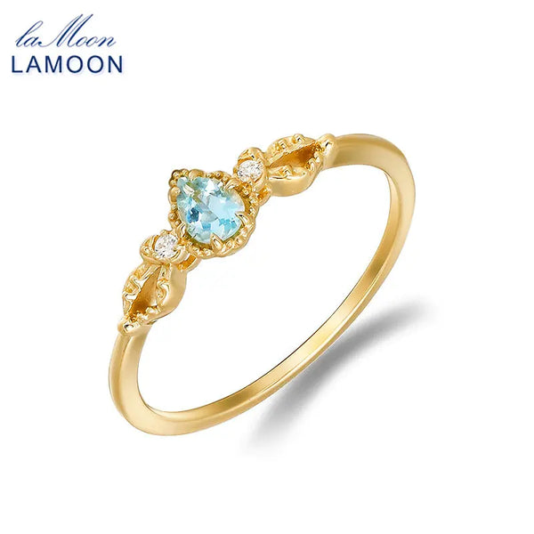 925 Sterling Silver Gold Plated Aquamarine Ring for Women