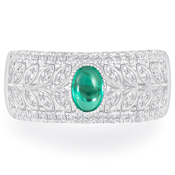 Wong Rain Vintage 100% 925 Sterling Silver 4*6 MM Oval Cut Emerald High Carbon Diamonds Wedding Band Gemstone Ring Fine Jewelry