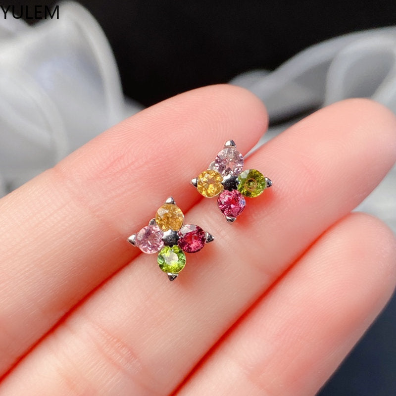 Sterling Silver Tourmaline Stud Earrings for Women