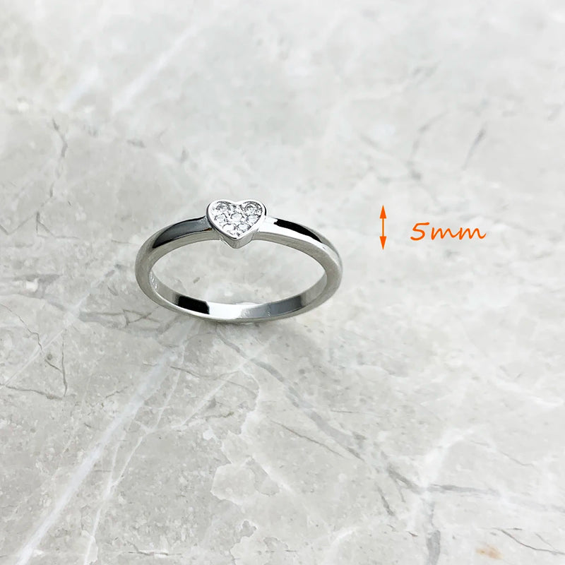 925 Sterling Silver Love Heart Ring for Women