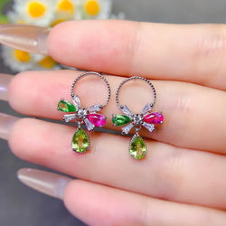 S925 Silver Peridot & Tsavorite Stud Earrings