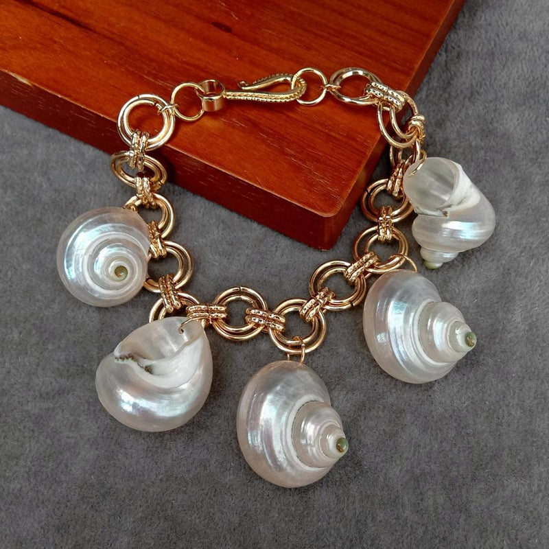 Sterling Silver Seashell Charm Bracelet for Women