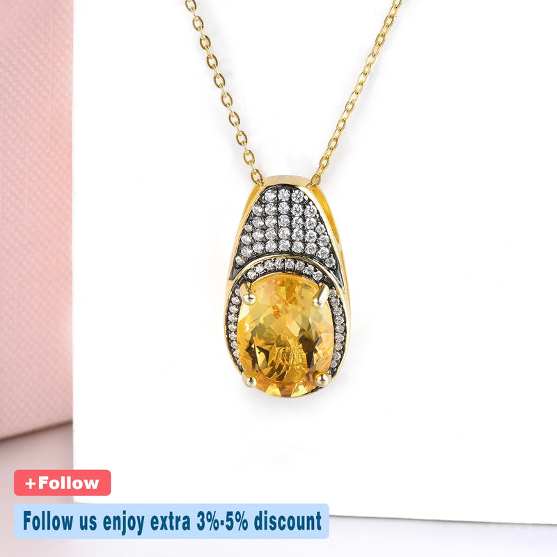 Yellow Gold Plated Sterling Silver Citrine Pendant for Women