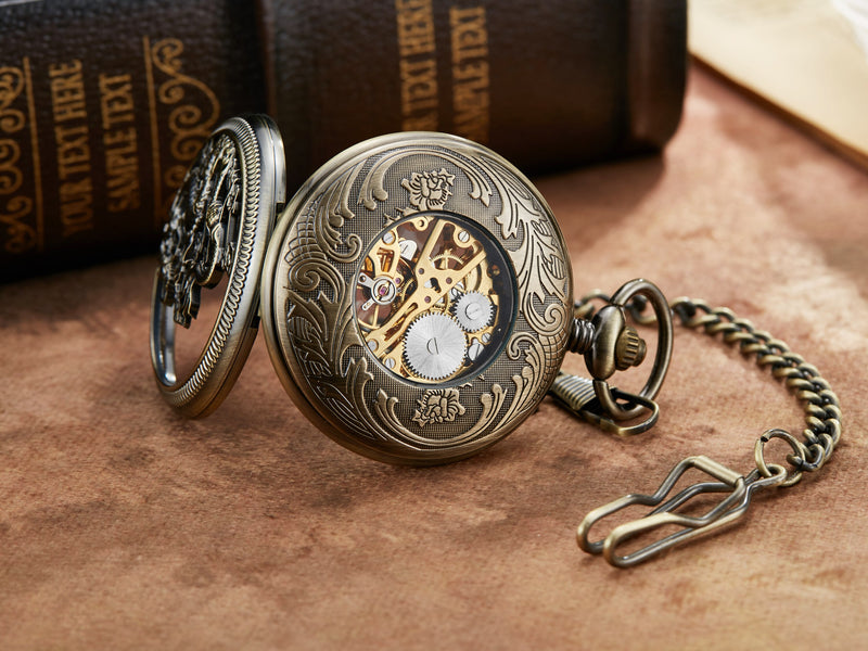 Sterling Silver Dragon Play Ball Steampunk Pocket Watch for Men