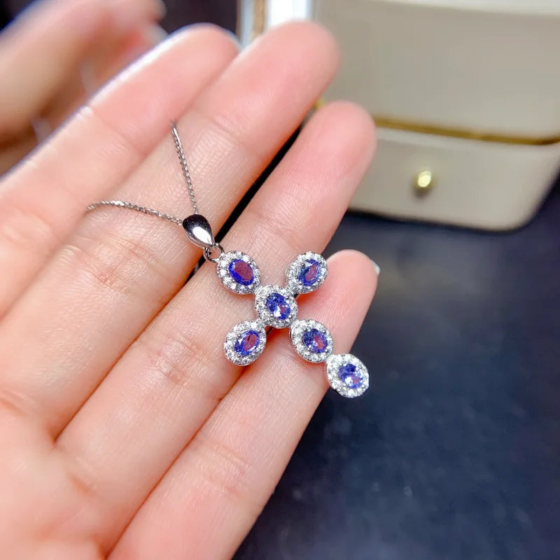 Sterling Silver Tanzanite Necklace for Women.