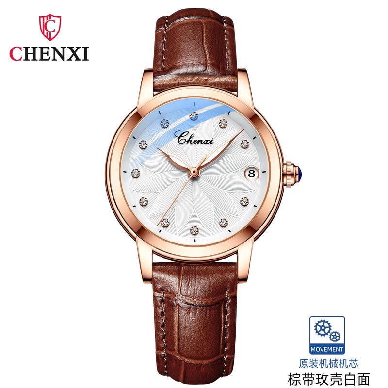 Stainless Steel Diamond Automatic Waterproof Luminous Calendar Watch for Men