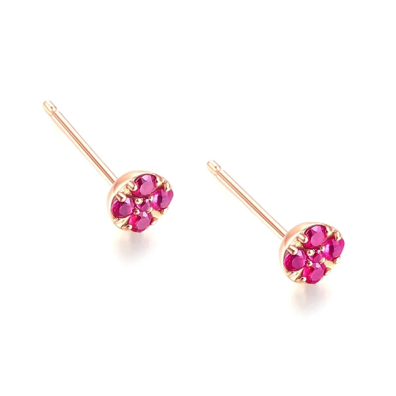 14k Rose Gold Natural Ruby Stud Earrings for Women