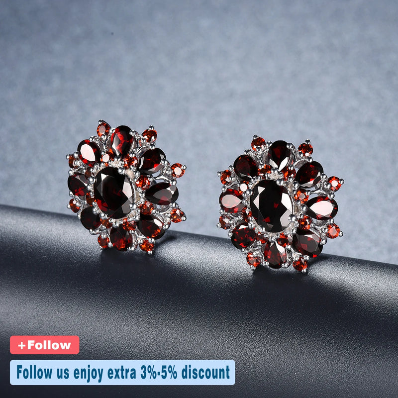 925 Sterling Silver Garnet Earrings 15ctw for Women