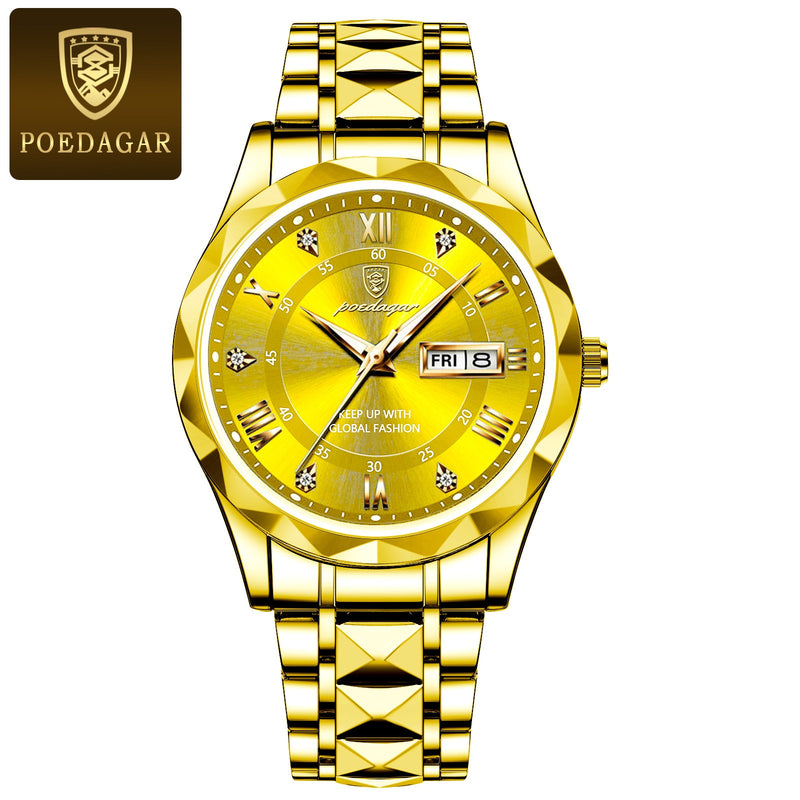 Luxury Quartz Wristwatch with Date and Week Display for Men