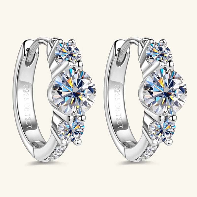 18K Gold Plated Sterling Silver VVS1 Moissanite Diamond Hoop Earrings for Women