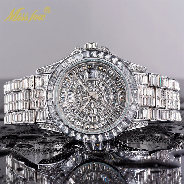 Stainless Steel 322ctw Diamond Quartz Watch for Men