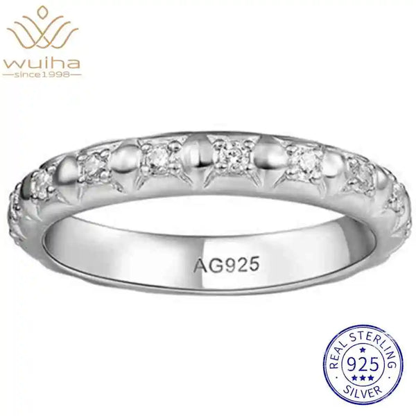 925 Sterling Silver Lab Sapphire Diamonds Gemstone Wedding Band