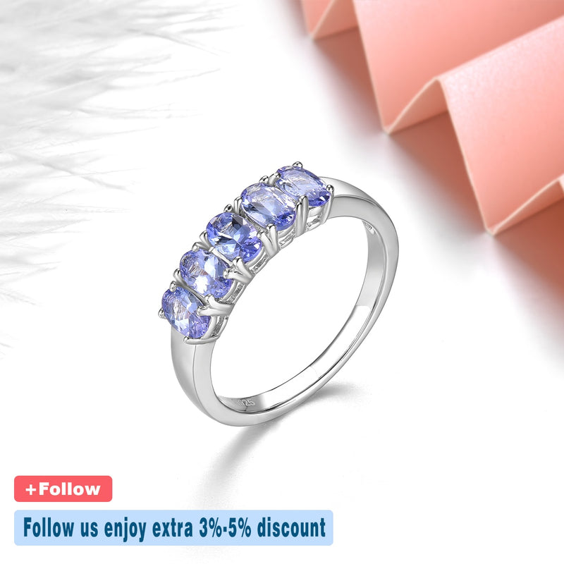 Solid Silver Tanzanite 1.20ct Ring for Women