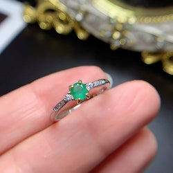 14K Gold Natural Emerald Engagement Ring for Women