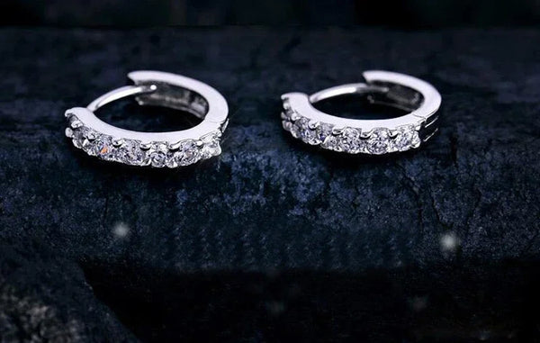 925 Sterling Silver 10mm Zircon Circle Hoop Earrings for Women