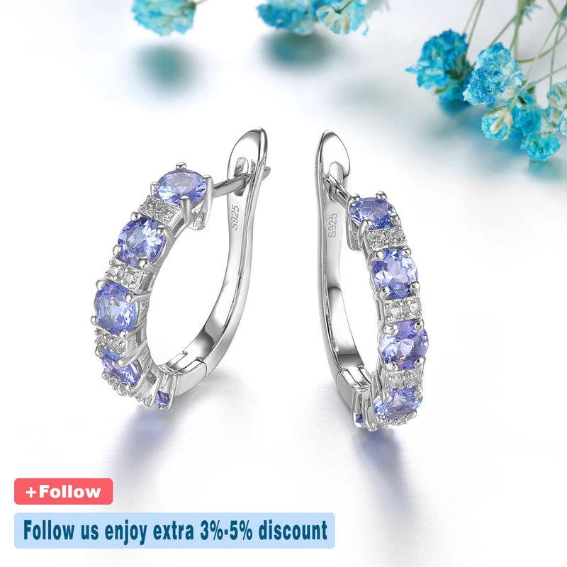 Sterling Silver 2.70 Carat Tanzanite Clip Earrings for Women