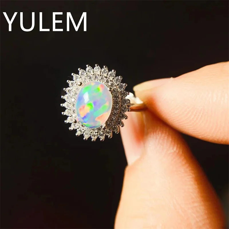 Sterling Silver Natural Opal Ring for Woman