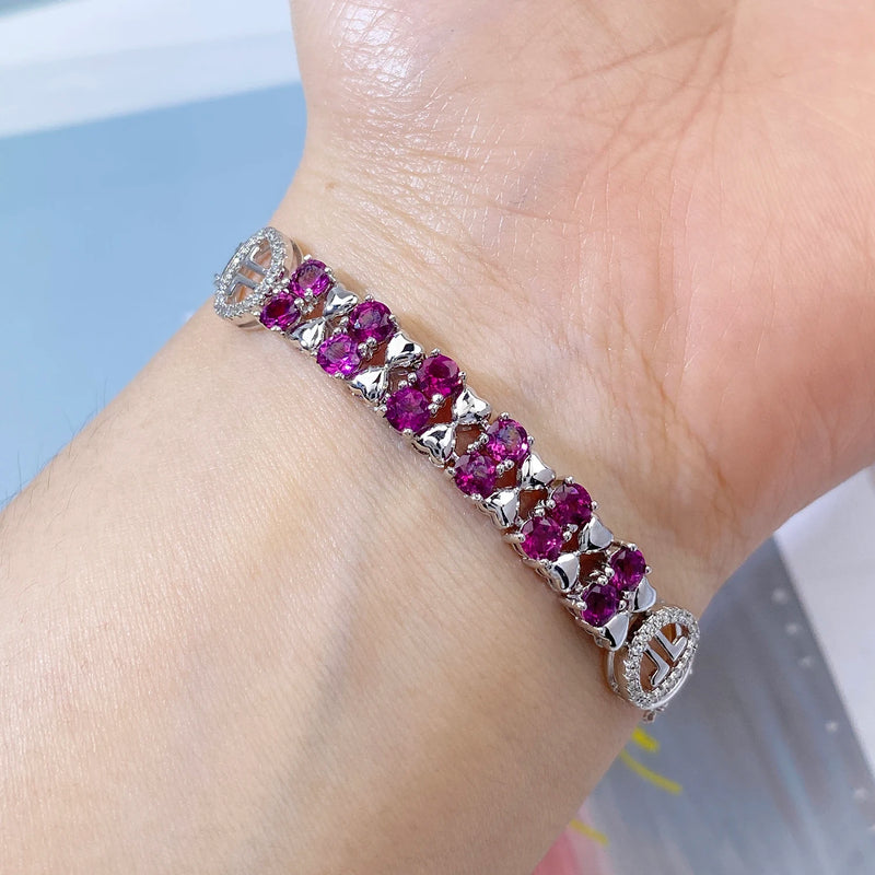 Sterling Silver Purple Garnet Tennis Bracelet for Women