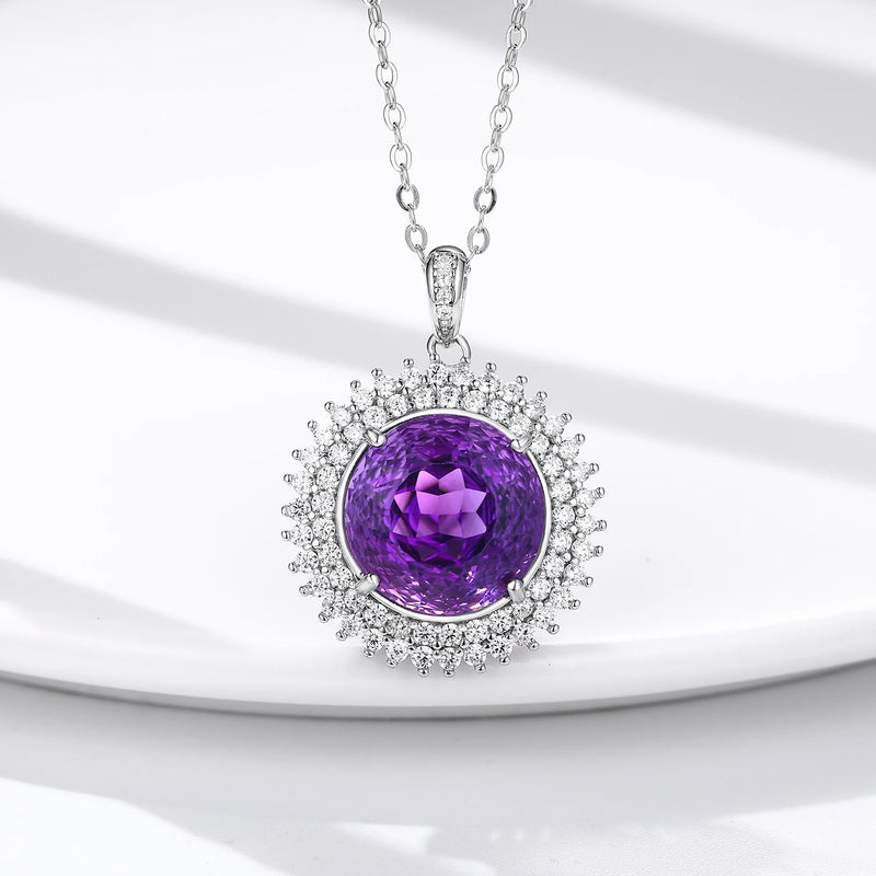 925 Sterling Silver Amethyst Pendant Necklace for Women