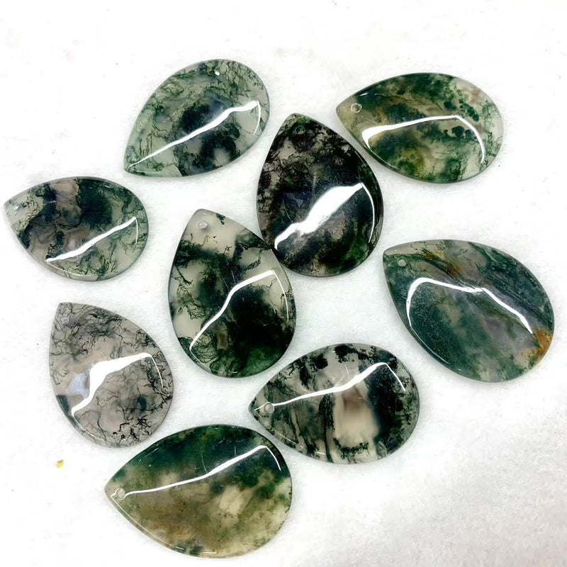 Sterling Silver Moss Agate Pendant for Women and Men