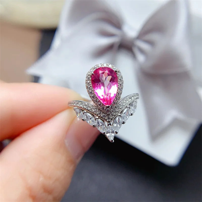 Sterling Silver Pink Topaz Ring for Women