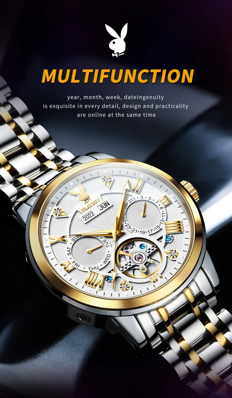 Stainless Steel Automatic Mechanical Watch for Men