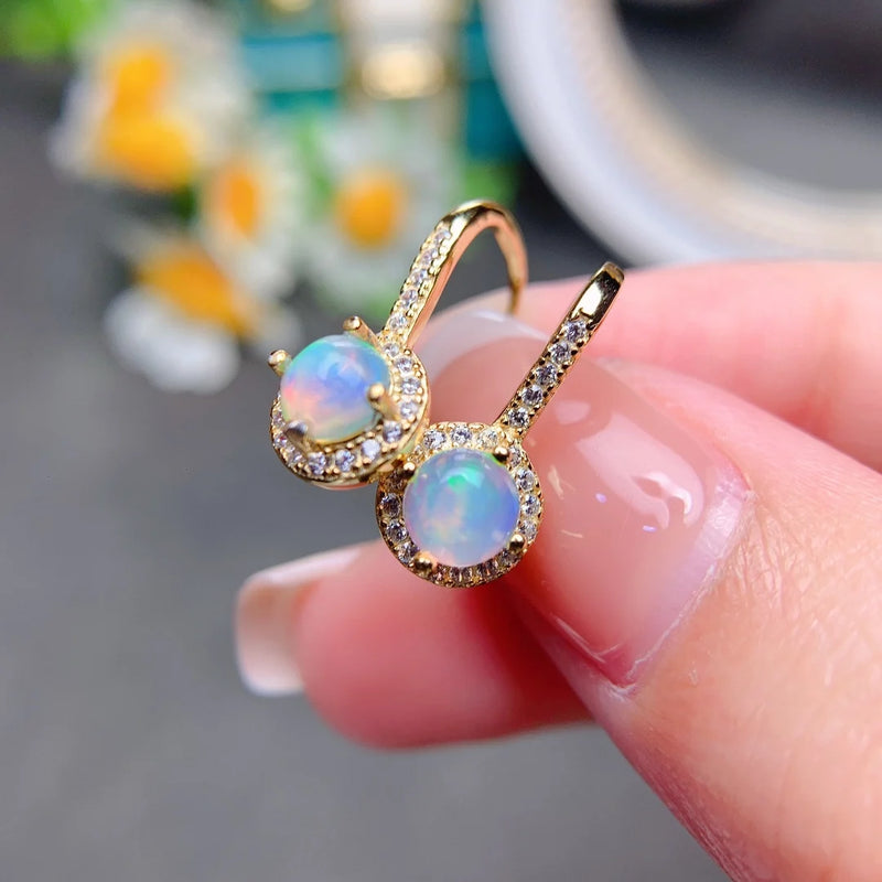 18K Gold Plated Natural Opal Earrings for Women