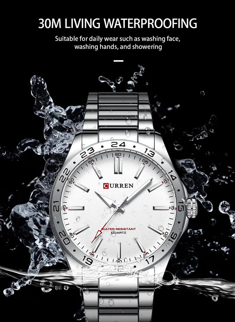 Stainless Steel Quartz Watch, Waterproof, for Men