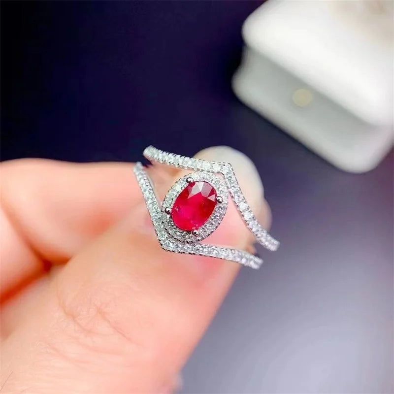 925 Silver Emerald and Ruby Ring for Women