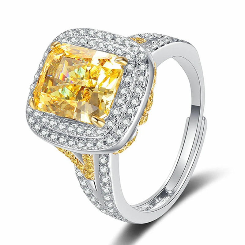 Sterling Silver Citrine Diamond Adjustable Ring for Her