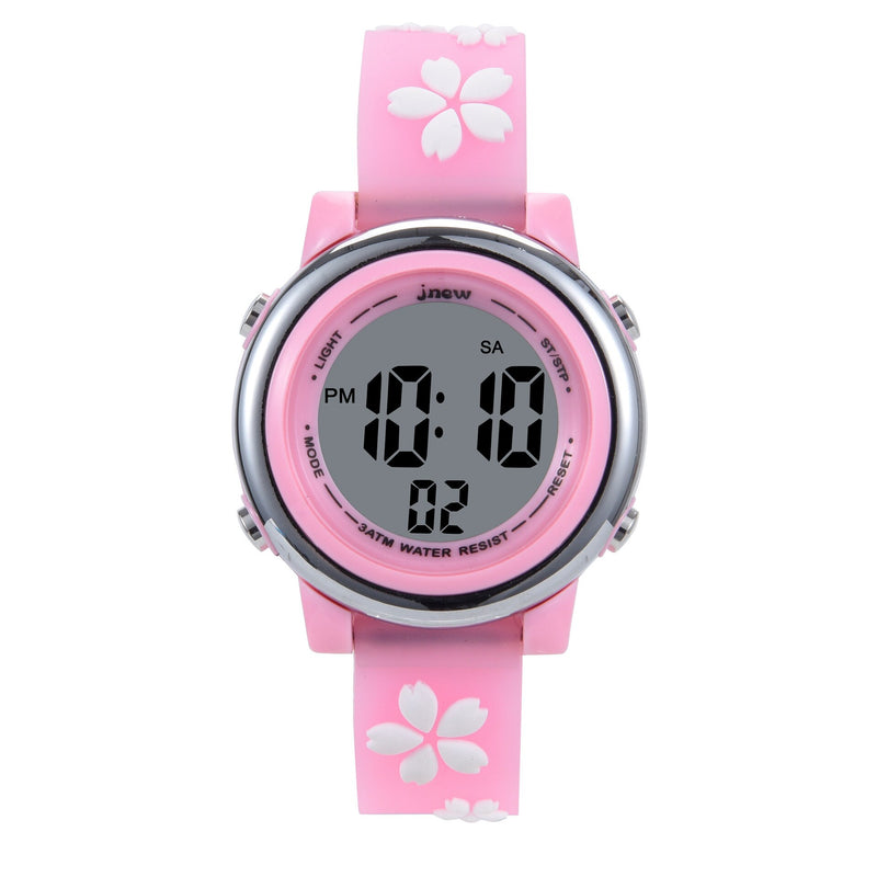 Stainless Steel Cartoon Sports Watch with Alarm and LED Display for Kids