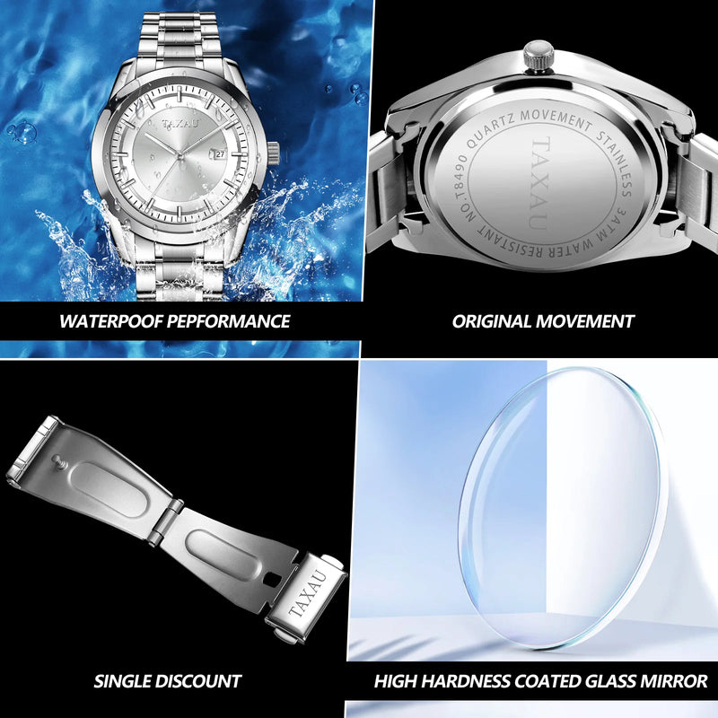 Stainless Steel Waterproof Quartz Watch for Men