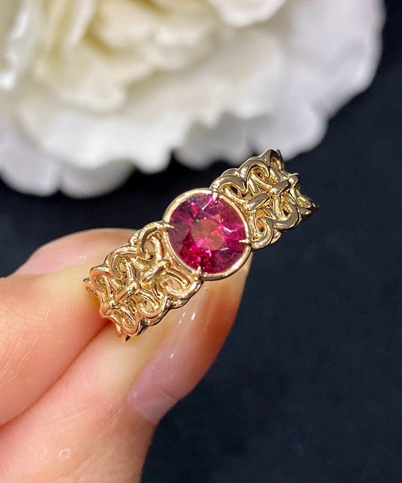 18K Yellow Gold Tourmaline Ring for Women