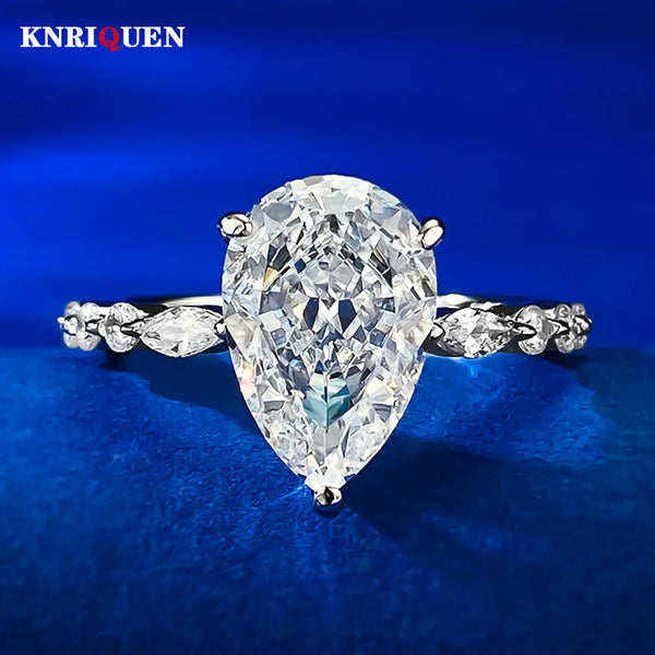 925 Sterling Silver Lab Diamond Pear Ring for Women