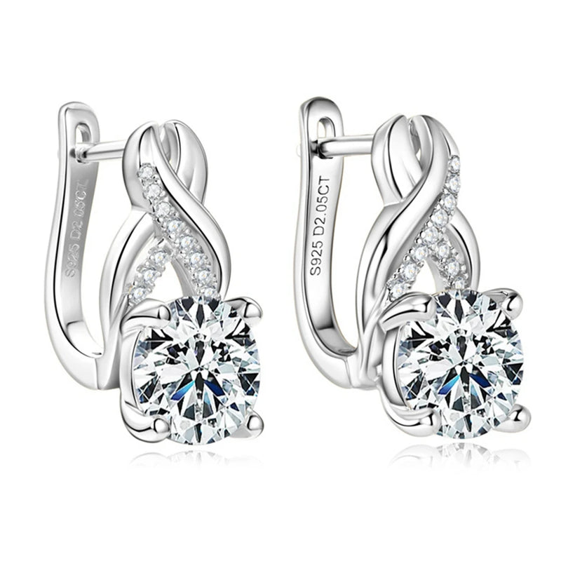 18K Gold Plated Sterling Silver 2CT Moissanite Round Cut Earrings for Women