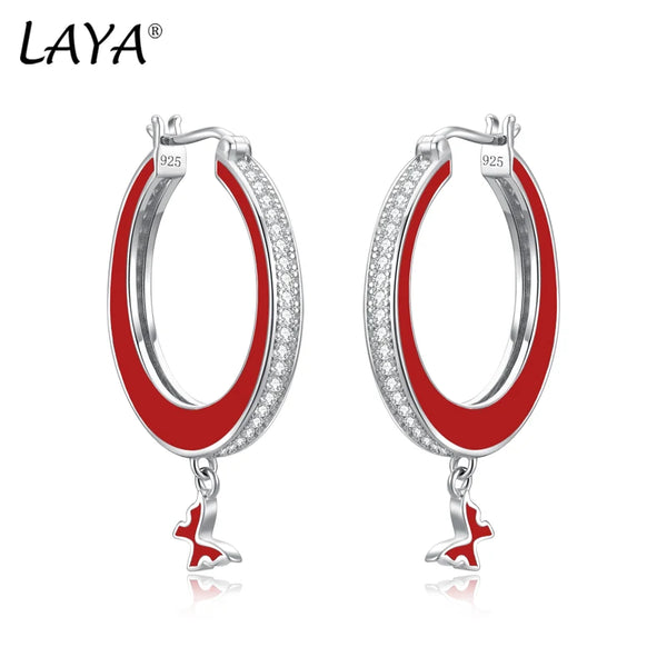 Sterling Silver Oval Enamel Earrings for Women